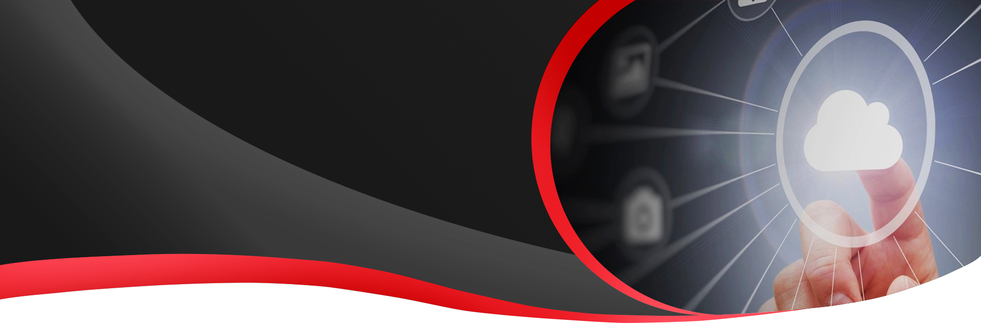 A business owner touching a screen with managed cloud symbol.