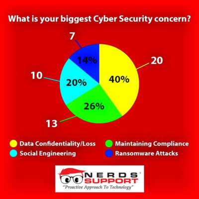 A poll conducted by Nerds Support about what are businesses' biggest cyber security-related concerns.