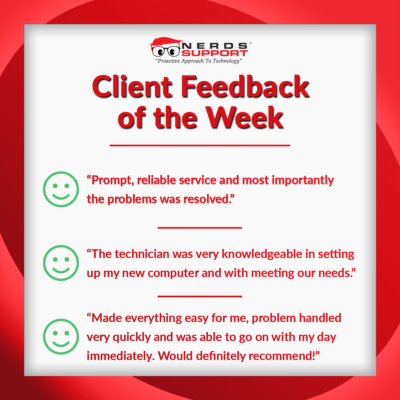 Nerds Support's clients praised our prompt, reliable service and knowledgeable technicians, noting quick resolutions and seamless computer setups. They highlighted the ease and speed of issue handling, recommending us highly.